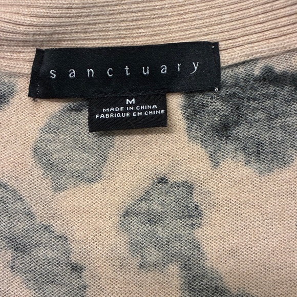 Sanctuary Leopard Print Open Front Cardigan Sweater Beige/Black Size M - Picture 4 of 5